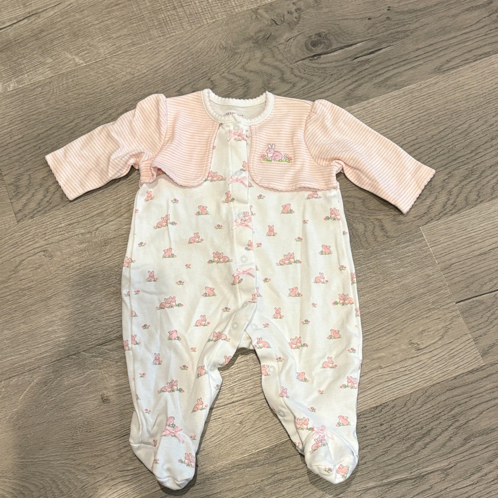 Little Me Pink and White Bunny Footie